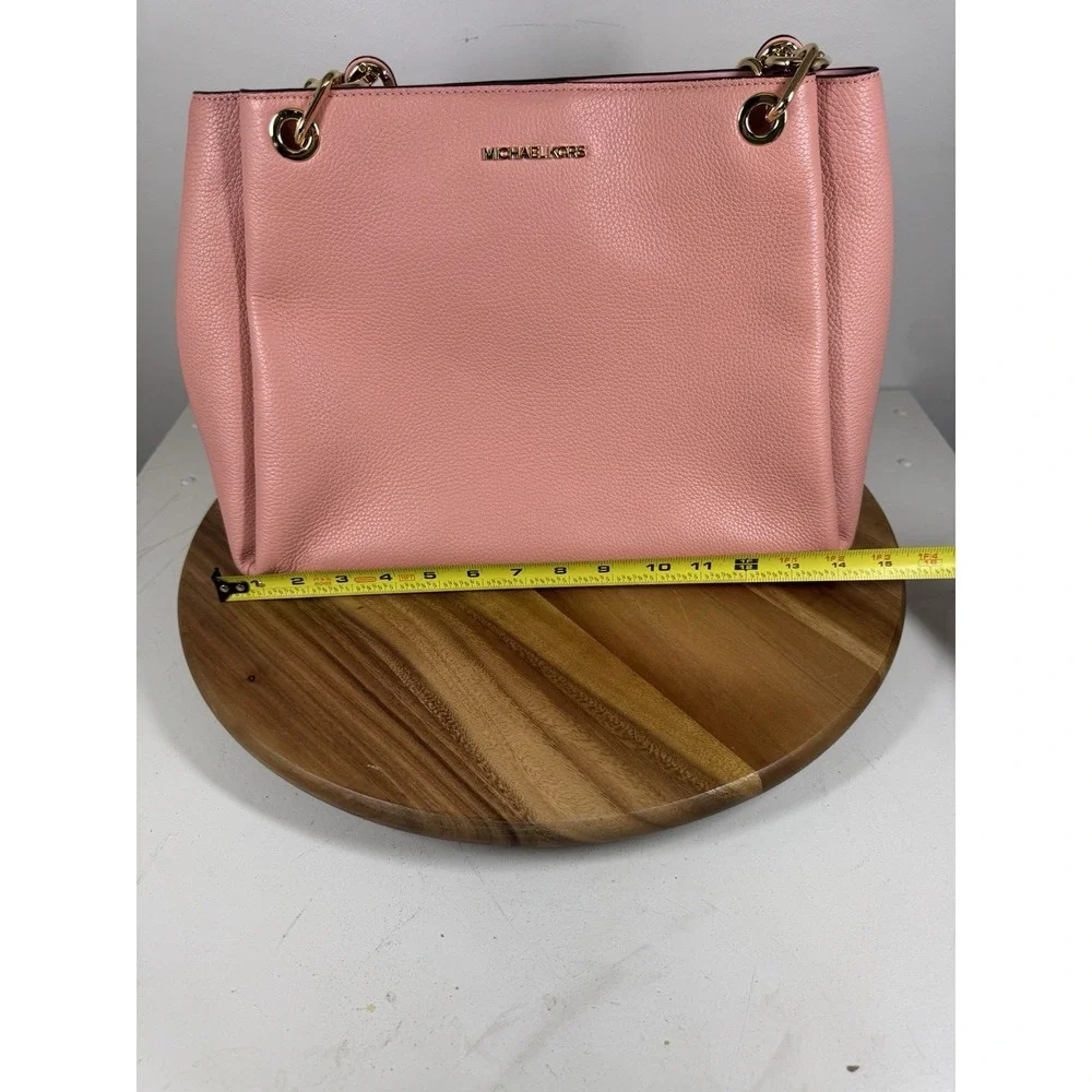 Authentic New Michael Kors Large Leather Trisha Shoulder Gusset Handbag Primrose